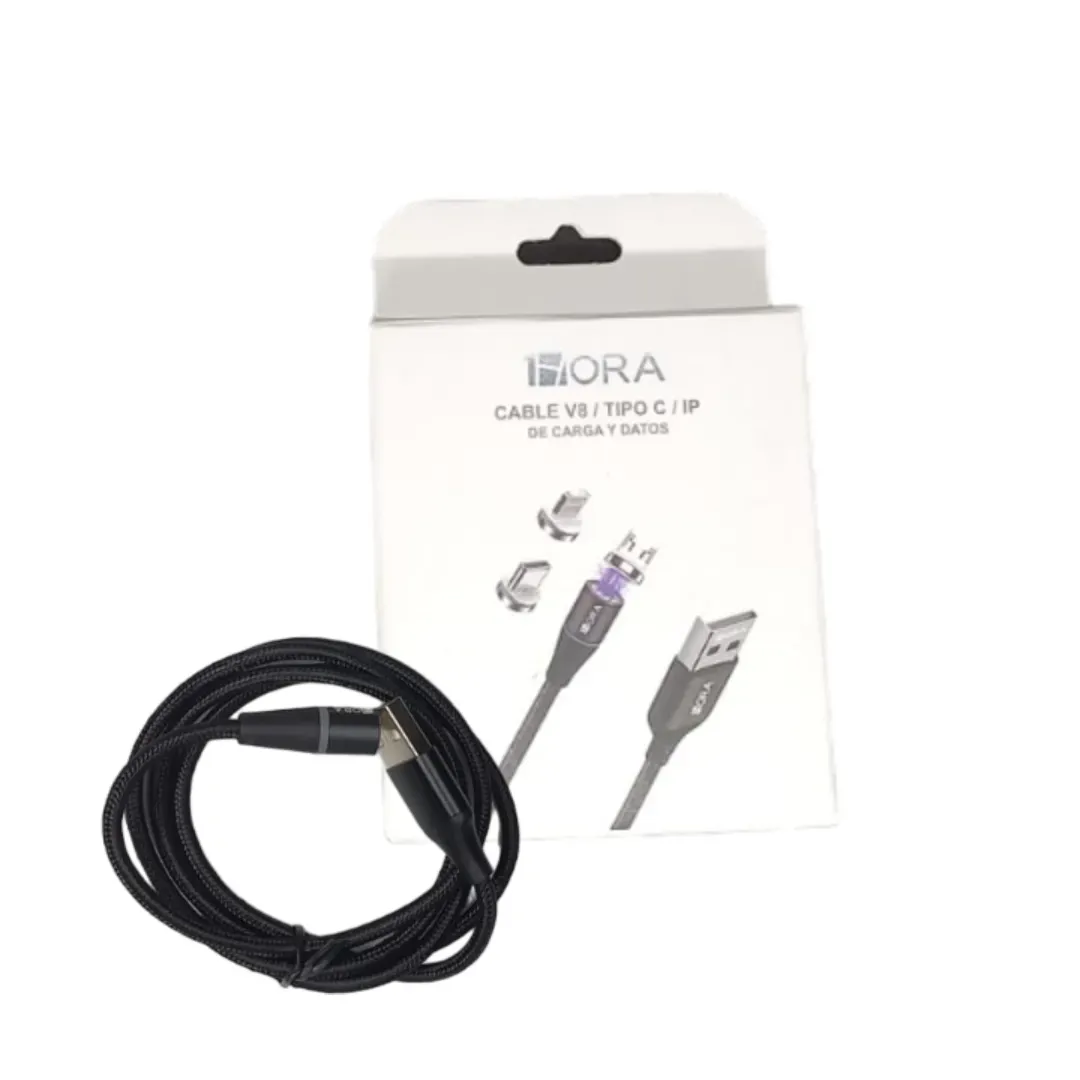 Cable Magnético V8/TipoC/iP 3A CAB253 Negro