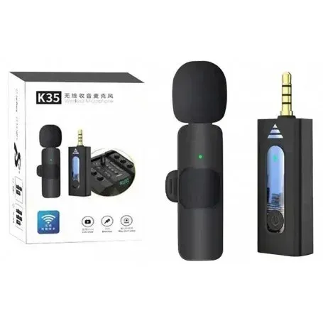 Micrófono De Solapa Inalámbrico Universal 3.5mm Para Cámara, Celular Y Pc – Negro